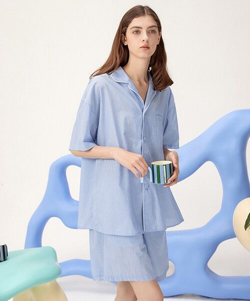 JNBY / ジェーエヌビーワイ ルームウェア | HOME Unisex Striped Lounge Shorts / ユニセックス  ストライプラウンジショートパンツ | 詳細9