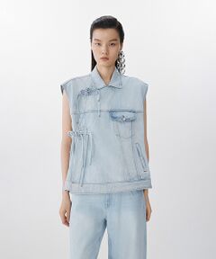 JNBY / ジェーエヌビーワイ ベスト | Chinese Panko Denim Vest / チャイナボタンデニムベスト