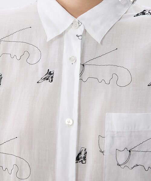 JNBY / ジェーエヌビーワイ シャツ・ブラウス | Embroidered Cat Linen Shirt / キャットリネンシャツ | 詳細3