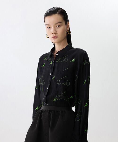 JNBY トップス セール】 Embroidered Cat Linen Shirt / キャットリネンシャツ