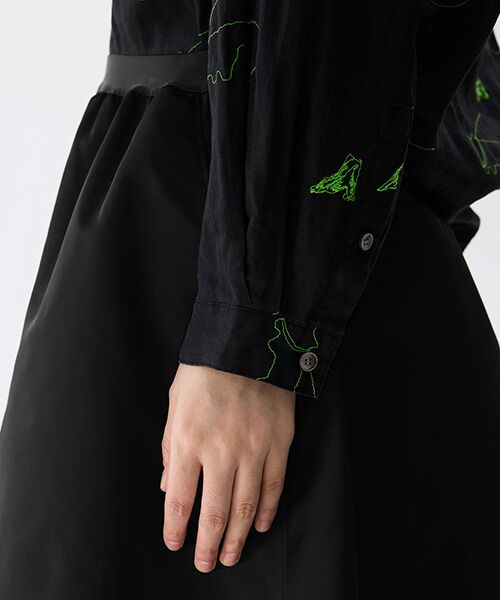 セール】 Embroidered Cat Linen Shirt / キャットリネンシャツ