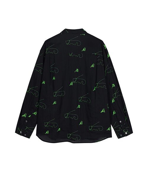 セール】 Embroidered Cat Linen Shirt / キャットリネンシャツ