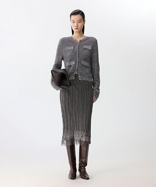 JNBY / ジェーエヌビーワイ ミニ・ひざ丈スカート | Shimmer Lace Knit Skirt / レースニットスカート | 詳細5