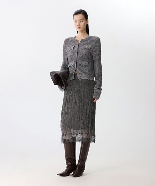 JNBY / ジェーエヌビーワイ ミニ・ひざ丈スカート | Shimmer Lace Knit Skirt / レースニットスカート | 詳細6