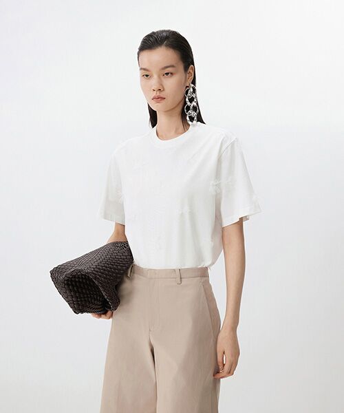 JNBY / ジェーエヌビーワイ Tシャツ | Ethereal Bloom Tulle T-shirt / チュールTシャツ | 詳細1