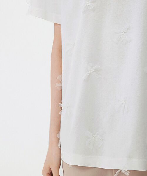 JNBY / ジェーエヌビーワイ Tシャツ | Ethereal Bloom Tulle T-shirt / チュールTシャツ | 詳細3