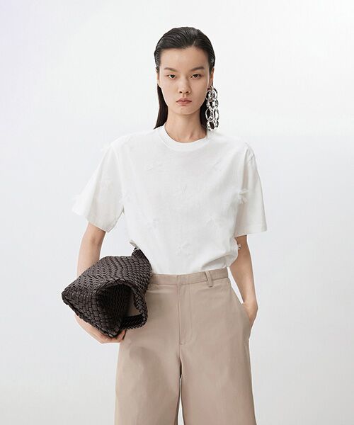 JNBY/ジェーエヌビーワイ Ethereal Bloom Tulle T-shirt WHITE M JNBY/ジェーエヌビーワイ Ethereal Bloom Tulle T-shirt WHITE M
