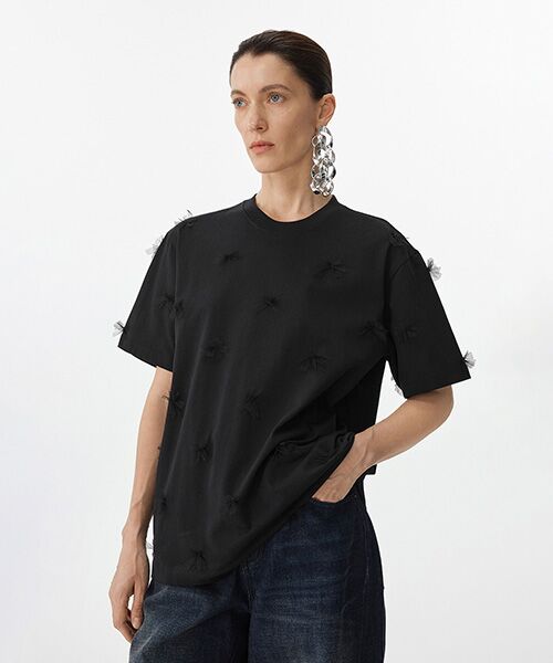 JNBY / ジェーエヌビーワイ Tシャツ | Ethereal Bloom Tulle T-shirt / チュールTシャツ | 詳細10