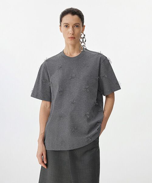 JNBY/ジェーエヌビーワイ Ethereal Bloom Tulle T-shirt HEATHER GRAY L JNBY/ジェーエヌビーワイ Ethereal Bloom Tulle T-shirt HEATHER GRAY L