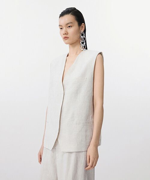 JNBY / ジェーエヌビーワイ ベスト | Minimal Linen Vest / ミニマル リネンベスト | 詳細1