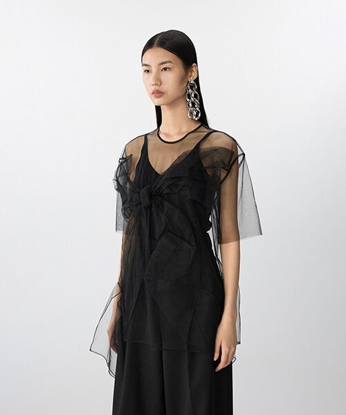 JNBY / ジェーエヌビーワイ シャツ・ブラウス | Airy Ribbon Mesh Top / リボンメッシュトップス | 詳細1