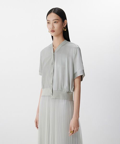 JNBY / ジェーエヌビーワイ シャツ・ブラウス | Dual Texture Elegance Cardigan / エレガンスカーディガン(LIGHT GRAY)