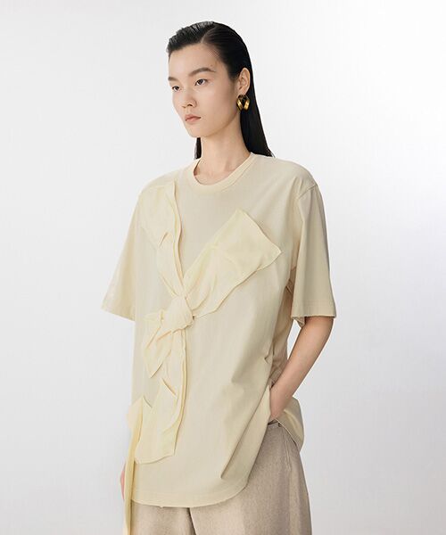 JNBY / ジェーエヌビーワイ カットソー | Whispering Ribbon T-shirt / リボンTシャツ | 詳細1