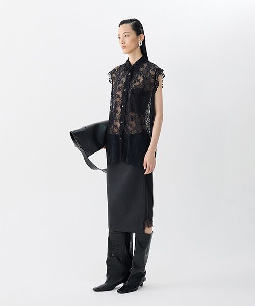 JNBY / ジェーエヌビーワイ シャツ・ブラウス | Sheer Lace Shirt / シアーレースシャツ | 詳細4
