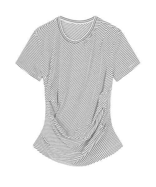 セール】 Tucked Stripe Top / ストライプトップス （Tシャツ
