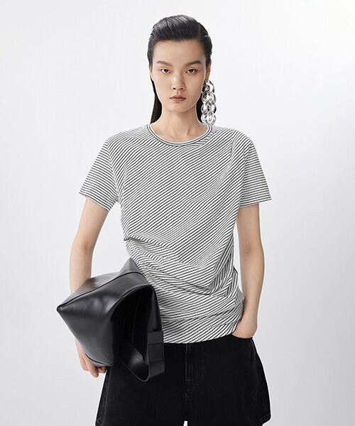セール】 Tucked Stripe Top / ストライプトップス （Tシャツ