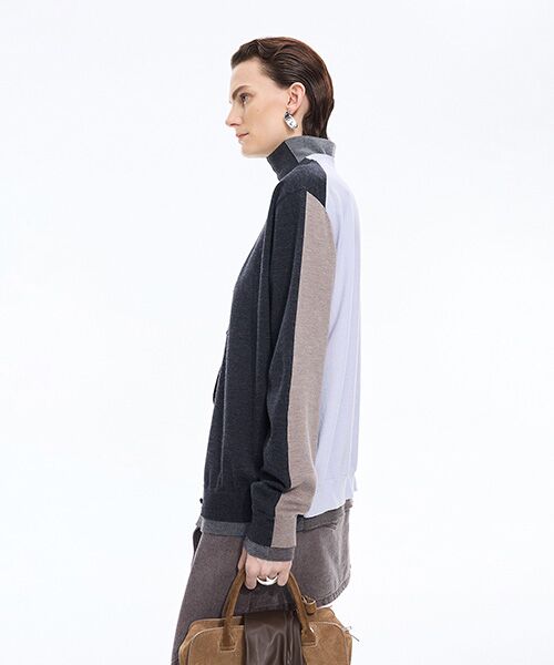 JNBY/ジェーエヌビーワイ Layered Block Cardigan IRON M JNBY/ジェーエヌビーワイ Layered Block Cardigan IRON M