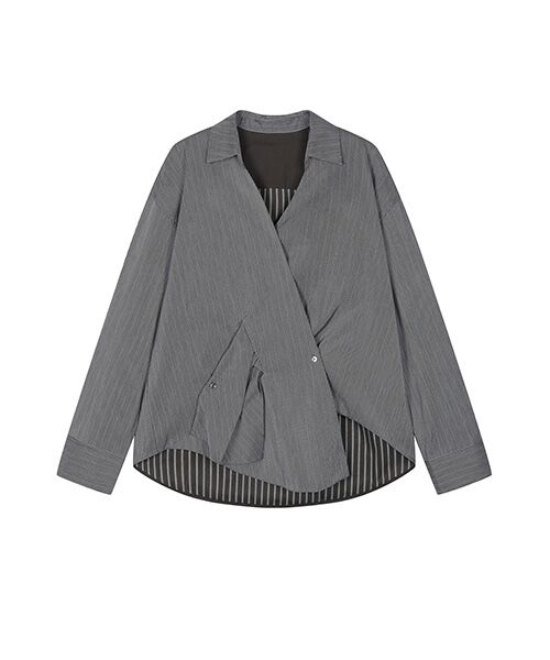 JNBY / ジェーエヌビーワイ シャツ・ブラウス | Pinstripe Wrap Shirt | 詳細6