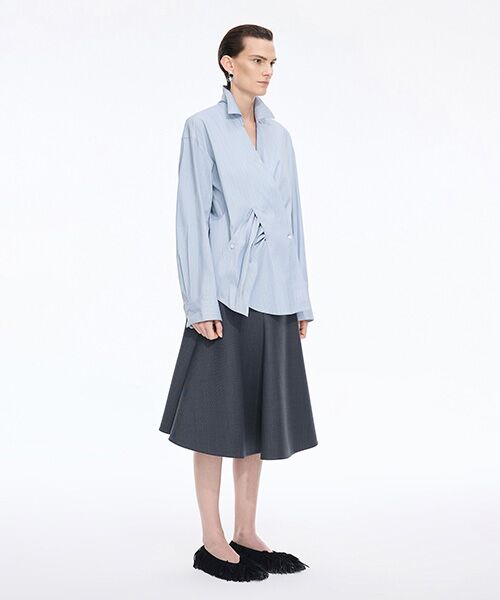 JNBY / ジェーエヌビーワイ シャツ・ブラウス | Pinstripe Wrap Shirt | 詳細11