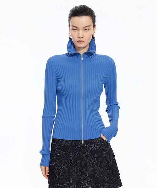 JNBY/ジェーエヌビーワイ Wide Rib Double-Zip Cardigan BRIGHT BLUE M JNBY/ジェーエヌビーワイ Wide Rib Double-Zip Cardigan BRIGHT BLUE M