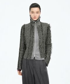 JNBY / ジェーエヌビーワイ ノーカラージャケット | Fringed Tweed-Inspired Jacket