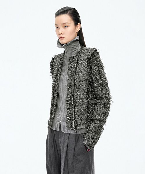 JNBY / ジェーエヌビーワイ ノーカラージャケット | Fringed Tweed-Inspired Jacket | 詳細1