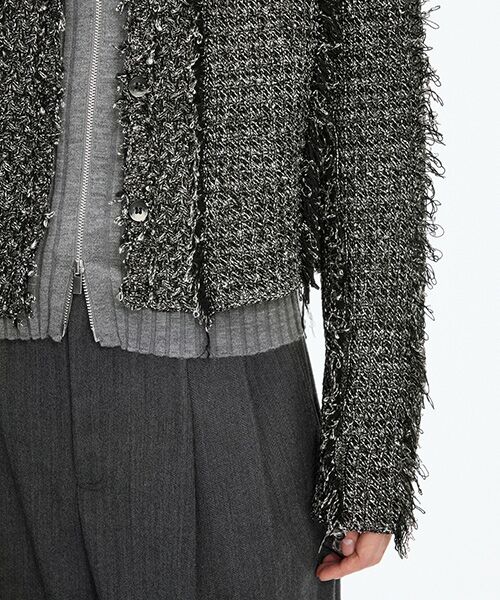 JNBY / ジェーエヌビーワイ ノーカラージャケット | Fringed Tweed-Inspired Jacket | 詳細3