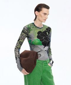 JNBY / ジェーエヌビーワイ カットソー | Oriental Print Second-Skin Top