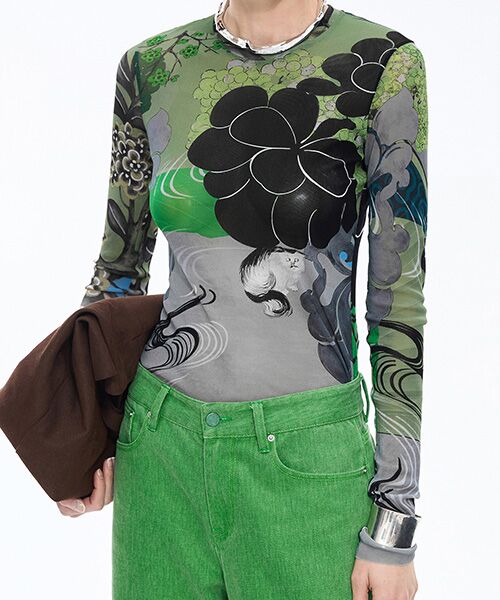 JNBY / ジェーエヌビーワイ カットソー | Oriental Print Second-Skin Top | 詳細13