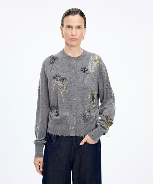 JNBY/ジェーエヌビーワイ Luxe Bloom Cardigan GRAY S JNBY/ジェーエヌビーワイ Luxe Bloom Cardigan GRAY S