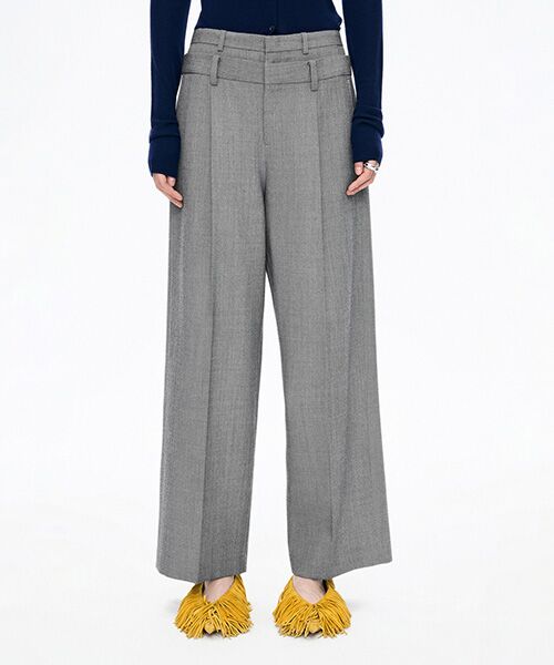 JNBY / ジェーエヌビーワイ スラックス・ドレスパンツ | Double-waist Wool Trousers(LIGHT GRAY)