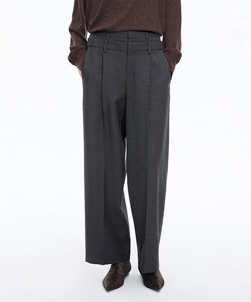JNBY/ジェーエヌビーワイ Double-waist Wool Trousers GRAY M