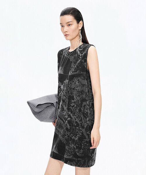 JNBY/ジェーエヌビーワイ Flocked Denim Dress BLACK L
