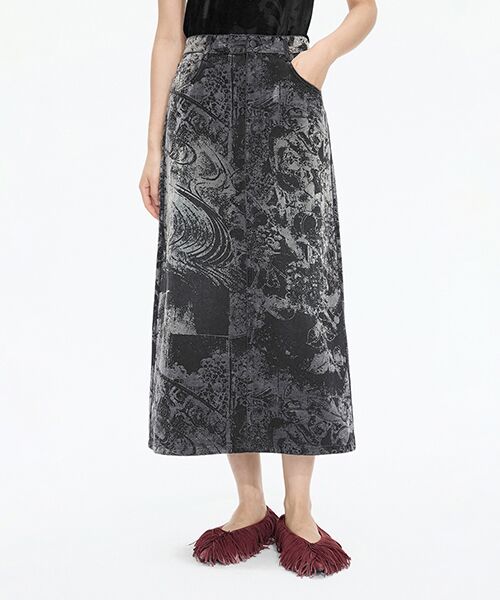 JNBY / ジェーエヌビーワイ ロング・マキシ丈スカート | Flocked Denim Skirt | 詳細1