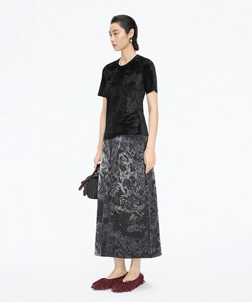 JNBY / ジェーエヌビーワイ ロング・マキシ丈スカート | Flocked Denim Skirt | 詳細6