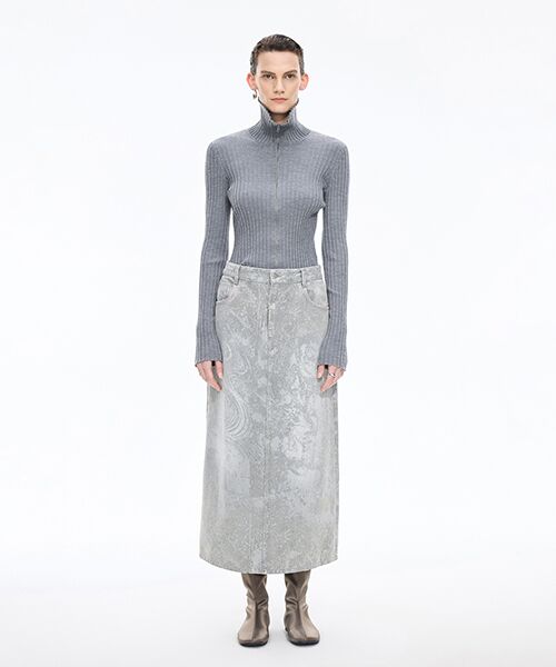 JNBY / ジェーエヌビーワイ ロング・マキシ丈スカート | Flocked Denim Skirt | 詳細11