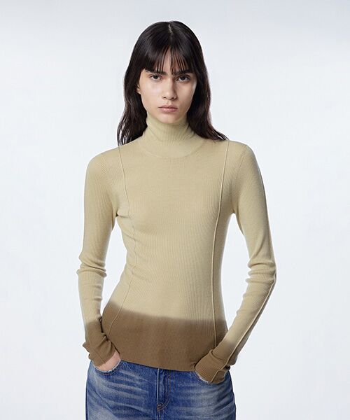 JNBY / ジェーエヌビーワイ ニット・セーター | Ribbed Slim-fit High-neck Sweater / ハイネックセーター（BEIGE）