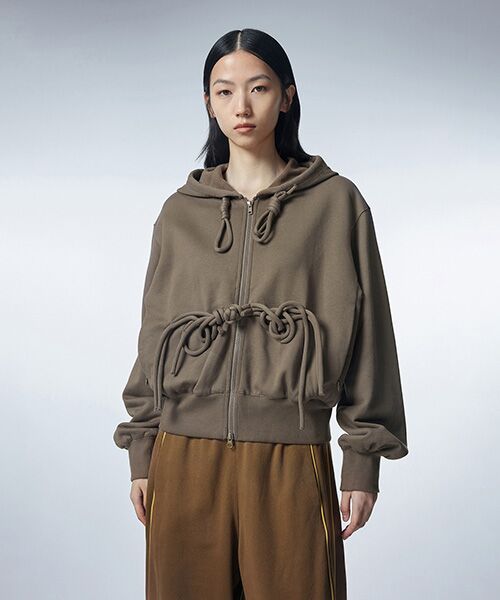 JNBY / ジェーエヌビーワイ パーカー | Unique Corded Zip-up Hoodie / ジップアップフーディ パーカー（BROWN）