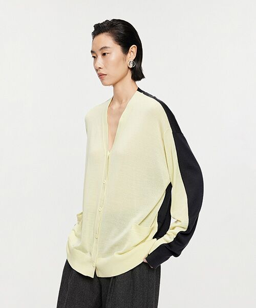 JNBY / ジェーエヌビーワイ ニット・セーター | Two-Tone Merino Wool Cardigan（CREAM）