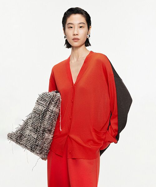 JNBY / ジェーエヌビーワイ ニット・セーター | Two-Tone Merino Wool Cardigan（RED）