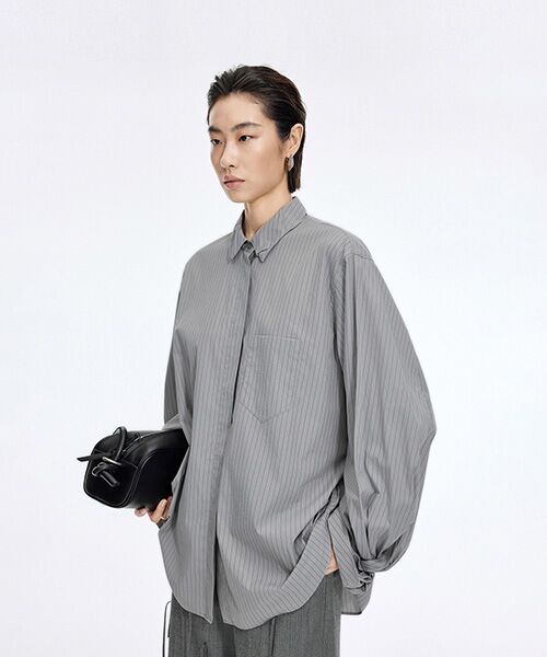 JNBY / ジェーエヌビーワイ シャツ・ブラウス | Sculpted Sleeve Stripe Shirt | 詳細8