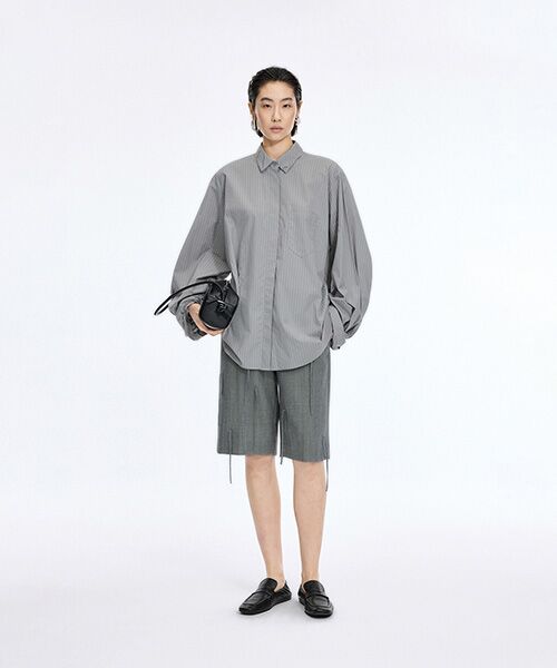 JNBY / ジェーエヌビーワイ シャツ・ブラウス | Sculpted Sleeve Stripe Shirt | 詳細11