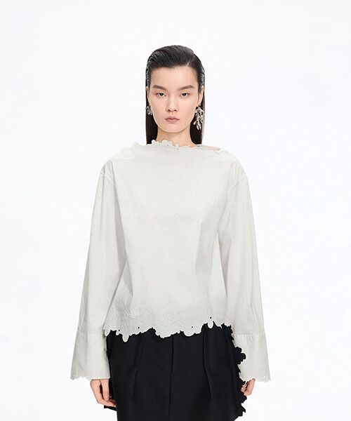 JNBY / ジェーエヌビーワイ シャツ・ブラウス |  Floral Cut Lace Blouse（WHITE）