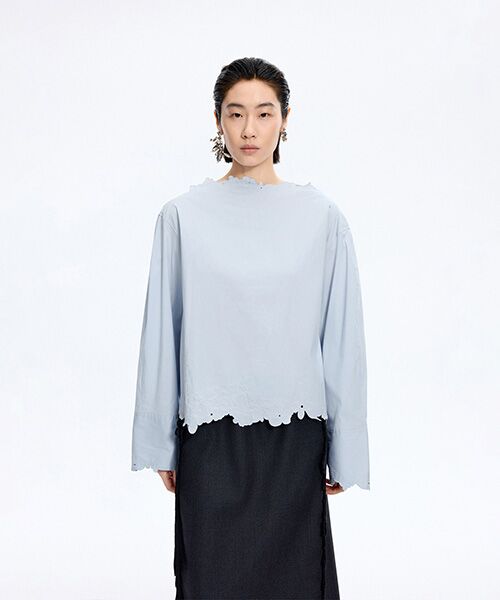 JNBY / ジェーエヌビーワイ シャツ・ブラウス |  Floral Cut Lace Blouse（BLUE）