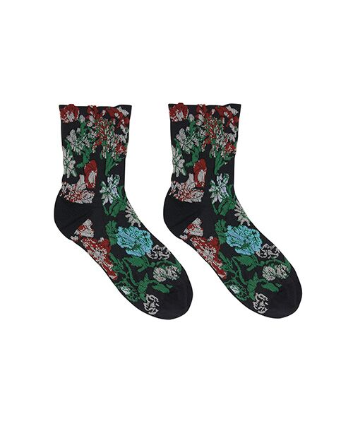 JNBY / ジェーエヌビーワイ ソックス | Textured Floral Jacquard Socks（BLACK）