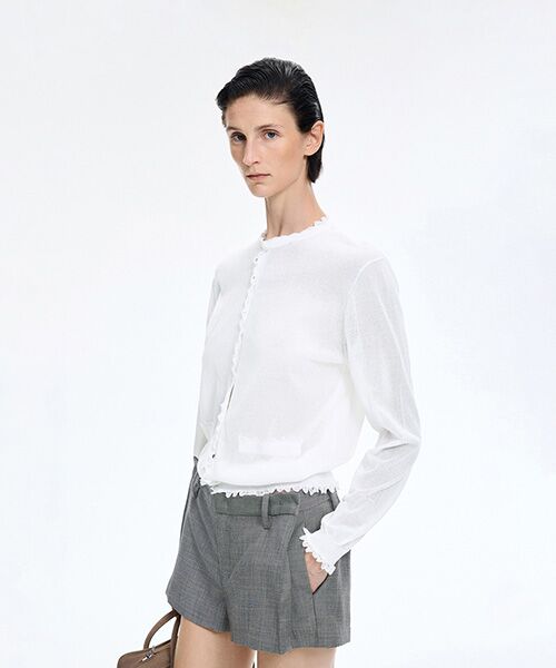 JNBY / ジェーエヌビーワイ カーディガン・ボレロ | Lace Trim Cardigan（WHITE）