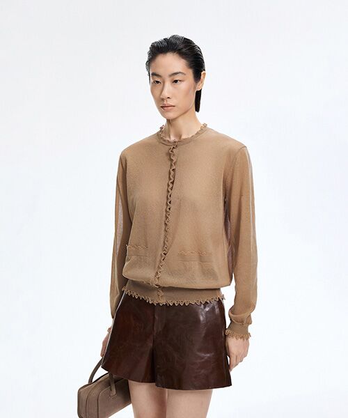 JNBY / ジェーエヌビーワイ カーディガン・ボレロ | Lace Trim Cardigan（BEIGE）