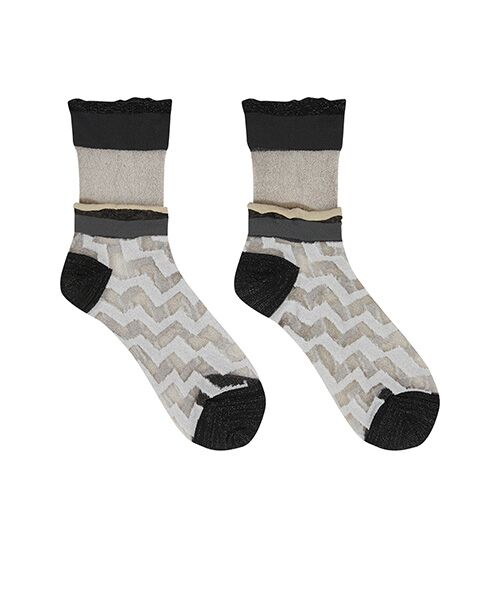 JNBY / ジェーエヌビーワイ ソックス | Sheer Layered Stripe Socks | 詳細1