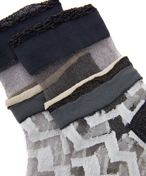 JNBY / ジェーエヌビーワイ ソックス | Sheer Layered Stripe Socks | 詳細3