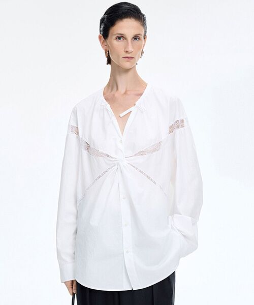 JNBY / ジェーエヌビーワイ シャツ・ブラウス | Lace Patchwork Blouse（WHITE）